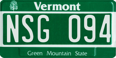 VT license plate NSG094