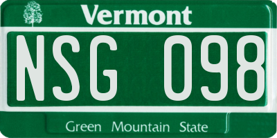 VT license plate NSG098