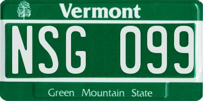 VT license plate NSG099