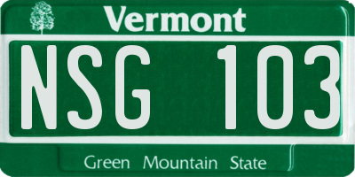 VT license plate NSG103