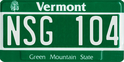 VT license plate NSG104