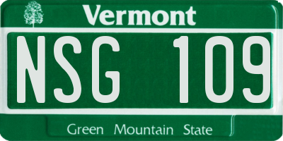 VT license plate NSG109