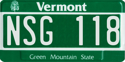 VT license plate NSG118