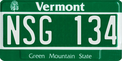 VT license plate NSG134
