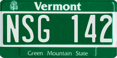 VT license plate NSG142