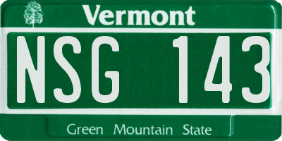 VT license plate NSG143