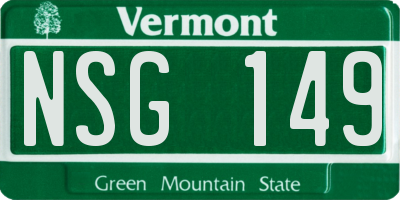 VT license plate NSG149