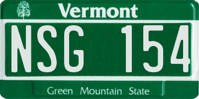 VT license plate NSG154