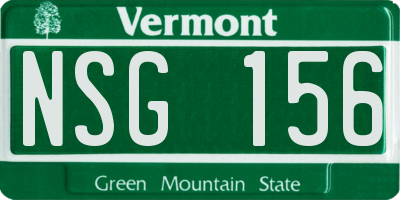VT license plate NSG156