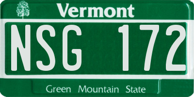 VT license plate NSG172