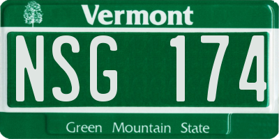 VT license plate NSG174