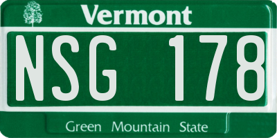 VT license plate NSG178