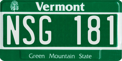 VT license plate NSG181