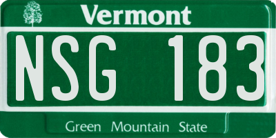 VT license plate NSG183