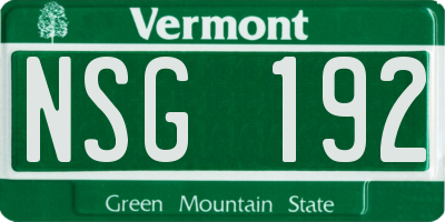 VT license plate NSG192