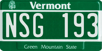 VT license plate NSG193