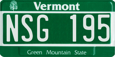 VT license plate NSG195