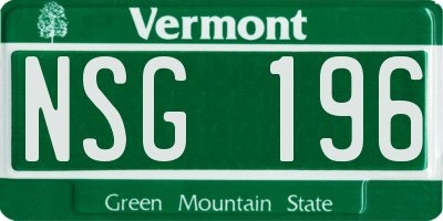 VT license plate NSG196