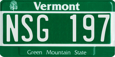 VT license plate NSG197