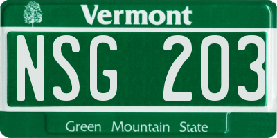 VT license plate NSG203