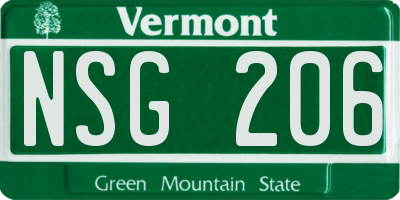 VT license plate NSG206