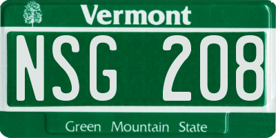 VT license plate NSG208