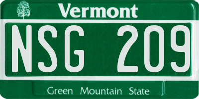 VT license plate NSG209