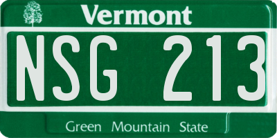 VT license plate NSG213
