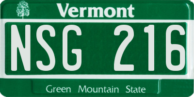 VT license plate NSG216