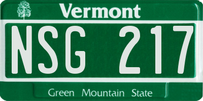 VT license plate NSG217