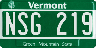 VT license plate NSG219