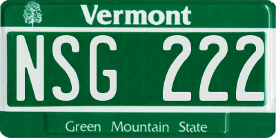 VT license plate NSG222
