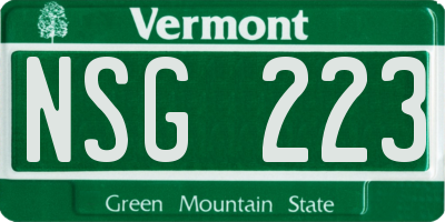 VT license plate NSG223