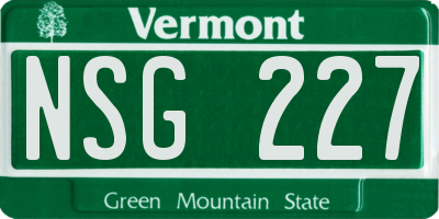 VT license plate NSG227