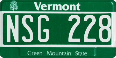 VT license plate NSG228