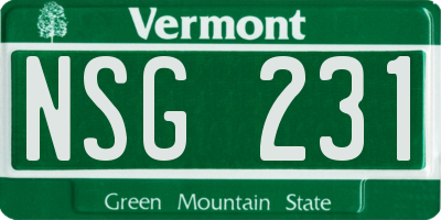 VT license plate NSG231