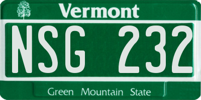 VT license plate NSG232
