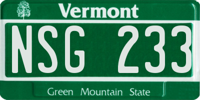 VT license plate NSG233