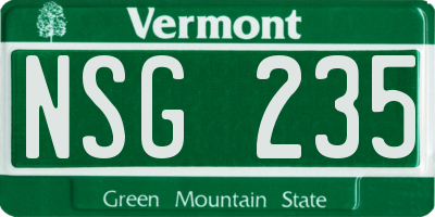 VT license plate NSG235