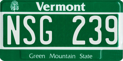 VT license plate NSG239