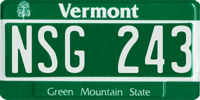 VT license plate NSG243