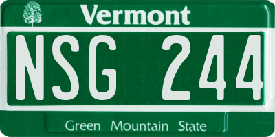 VT license plate NSG244