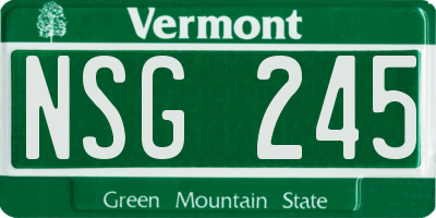VT license plate NSG245