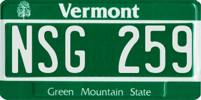 VT license plate NSG259