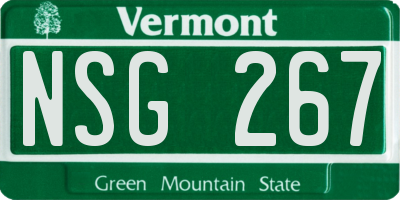 VT license plate NSG267