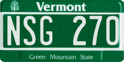 VT license plate NSG270
