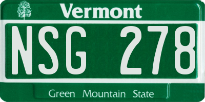 VT license plate NSG278