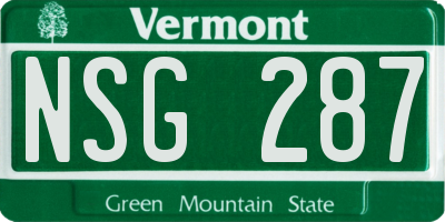 VT license plate NSG287