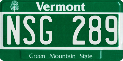 VT license plate NSG289
