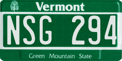 VT license plate NSG294